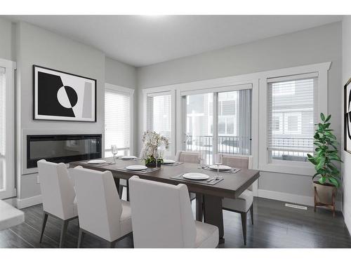 19-140 Fontaine Crescent, Fort Mcmurray, AB - Indoor Photo Showing Dining Room With Fireplace