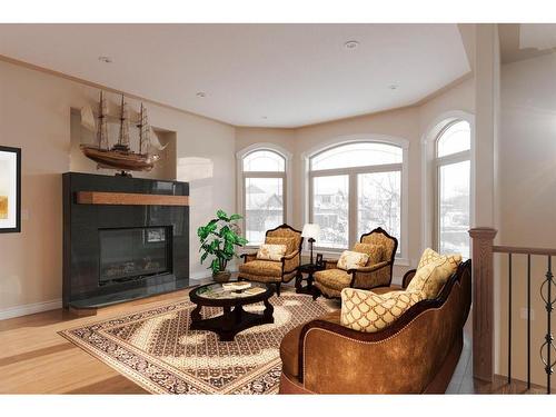 124 Woodpecker Green, Fort Mcmurray, AB - Indoor Photo Showing Living Room With Fireplace