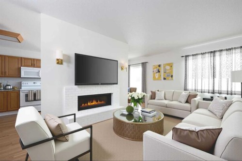 1053 Timberline Drive, Fort Mcmurray, AB - Indoor Photo Showing Living Room With Fireplace