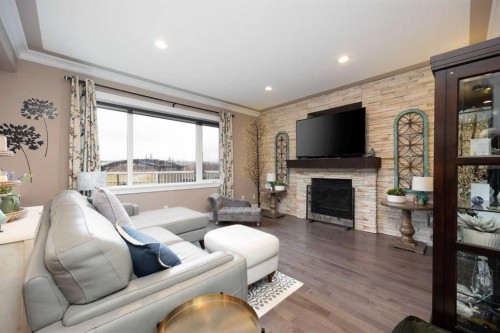 249 Walnut Crescent, Fort Mcmurray, AB - Indoor Photo Showing Living Room With Fireplace