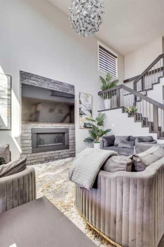 218 Prospect Drive, Fort Mcmurray, AB - Indoor Photo Showing Living Room With Fireplace