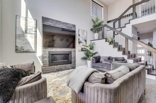218 Prospect Drive, Fort Mcmurray, AB - Indoor Photo Showing Living Room With Fireplace
