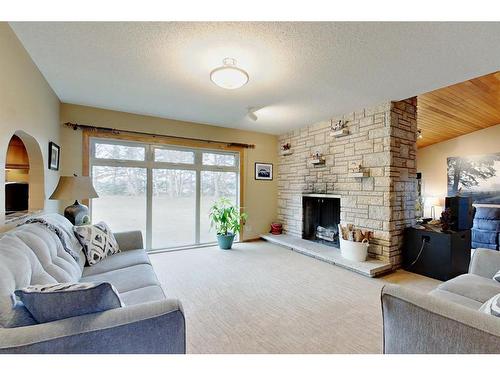 1323 596 Highway, Rural Red Deer County, AB - Indoor Photo Showing Living Room With Fireplace