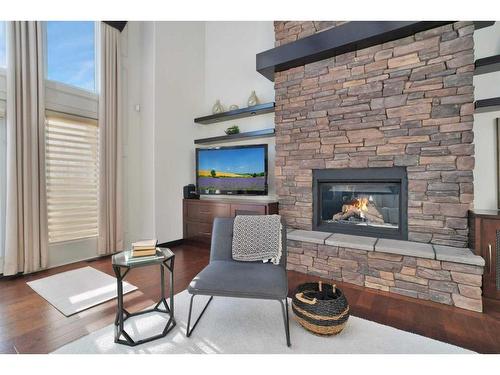18 Overand Place, Red Deer, AB - Indoor Photo Showing Living Room With Fireplace