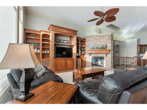 33 Austin Drive, Red Deer, AB - Indoor Photo Showing Living Room With Fireplace