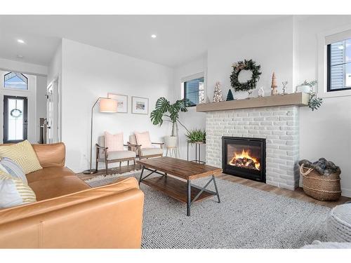45 Longmire Close, Red Deer, AB - Indoor Photo Showing Living Room With Fireplace