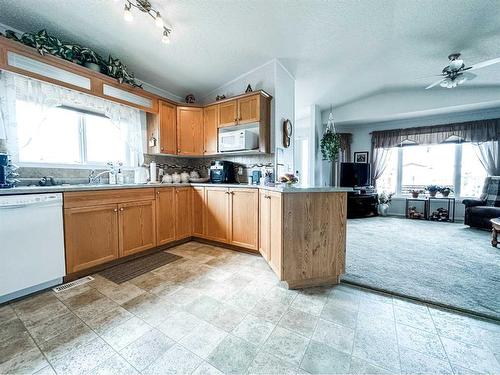 6013 53 Avenue Close, Stettler, AB - Indoor Photo Showing Kitchen With Double Sink