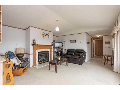1219 Township Road 402, Rural Lacombe County, AB - Indoor Photo Showing Living Room With Fireplace