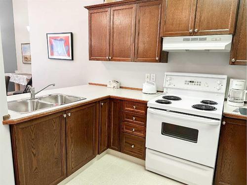 9-5034 53 Street, Lacombe, AB - Indoor Photo Showing Kitchen With Double Sink