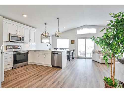 98 Truant Crescent, Red Deer, AB - Indoor Photo Showing Kitchen With Stainless Steel Kitchen With Upgraded Kitchen
