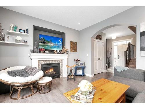 359 Webster Drive, Red Deer, AB - Indoor Photo Showing Living Room With Fireplace