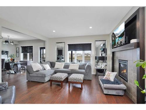 63 Stephenson Crescent, Red Deer, AB - Indoor Photo Showing Living Room With Fireplace