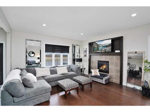 63 Stephenson Crescent, Red Deer, AB - Indoor Photo Showing Living Room With Fireplace