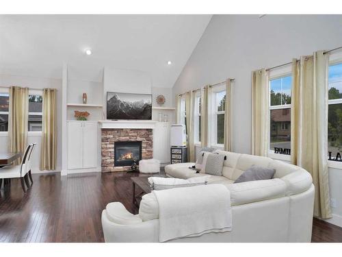 444 Summer Crescent, Rural Ponoka County, AB - Indoor Photo Showing Living Room With Fireplace