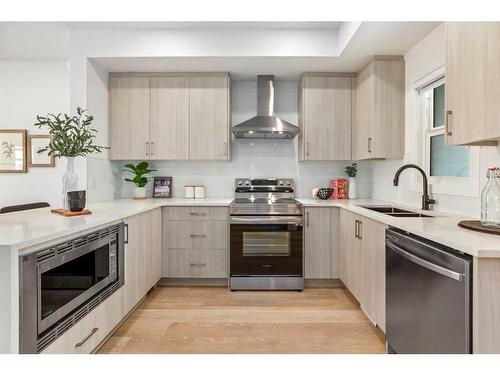 885-903 Mahogany Boulevard Se, Calgary, AB - Indoor Photo Showing Kitchen With Double Sink