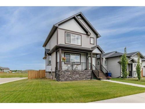 54 Aurora Heights Boulevard, Blackfalds, AB - Outdoor With Deck Patio Veranda With Facade