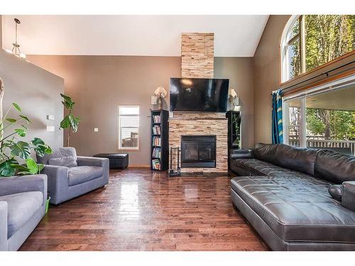 55 Dolan Close, Red Deer, AB - Indoor Photo Showing Living Room With Fireplace