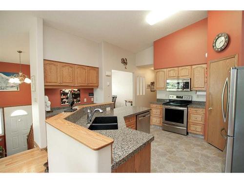 4631 48 Street, Red Deer, AB - Indoor Photo Showing Kitchen With Stainless Steel Kitchen With Double Sink