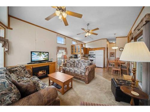 3025-25074 South Pine Lake Road, Rural Red Deer County, AB - Indoor Photo Showing Living Room With Fireplace