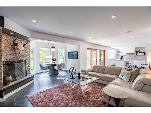 42 Flagstaff Close, Red Deer, AB - Indoor Photo Showing Living Room With Fireplace