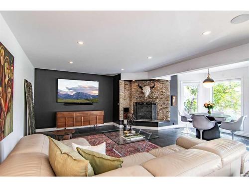 42 Flagstaff Close, Red Deer, AB - Indoor Photo Showing Living Room With Fireplace