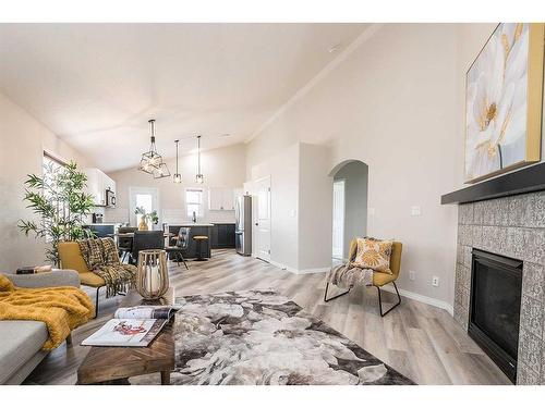 28 Vincent Close, Red Deer, AB - Indoor Photo Showing Living Room With Fireplace