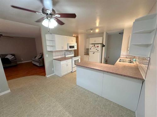 16 Blackstone Avenue, Lacombe, AB - Indoor Photo Showing Kitchen With Double Sink