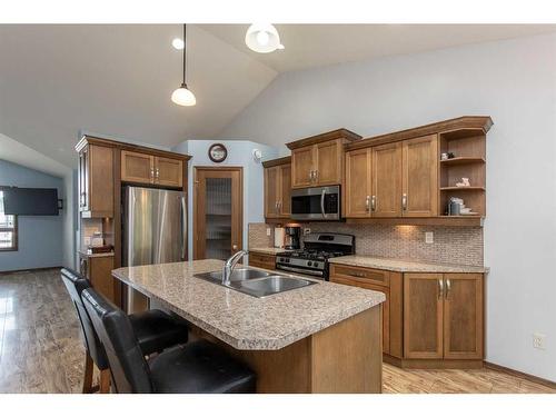 61 Terrace Heights Drive, Lacombe, AB - Indoor Photo Showing Kitchen With Double Sink