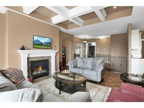 42 Coachill Street, Blackfalds, AB - Indoor Photo Showing Living Room With Fireplace