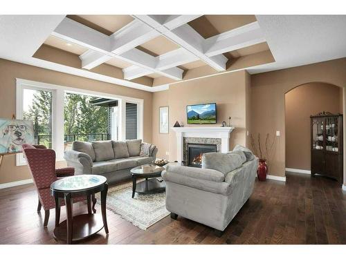 42 Coachill Street, Blackfalds, AB - Indoor Photo Showing Living Room With Fireplace