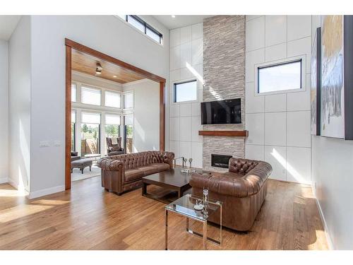 11 Tenhove Street, Red Deer, AB - Indoor Photo Showing Living Room With Fireplace