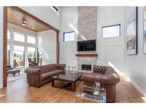 11 Tenhove Street, Red Deer, AB - Indoor Photo Showing Living Room With Fireplace