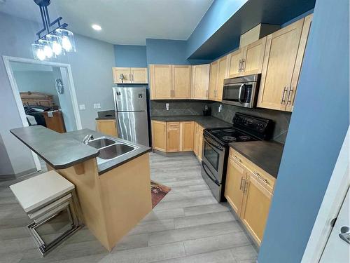 #116-5040 53 Street, Sylvan Lake, AB - Indoor Photo Showing Kitchen With Double Sink