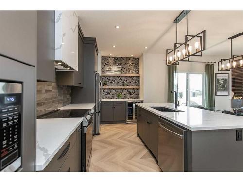 49 Tranter Street, Red Deer, AB - Indoor Photo Showing Kitchen With Double Sink With Upgraded Kitchen