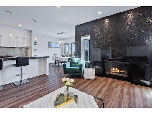 5 Larratt Close, Red Deer, AB - Indoor Photo Showing Living Room With Fireplace