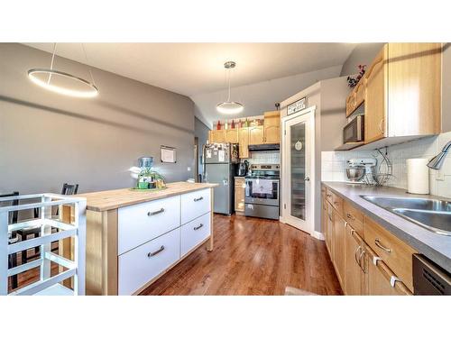 209 Strathford Bay, Strathmore, AB - Indoor Photo Showing Kitchen With Double Sink