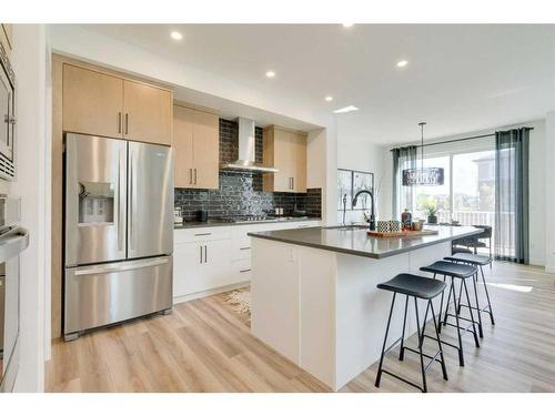 348 Sora Terrace Se, Calgary, AB - Indoor Photo Showing Kitchen With Stainless Steel Kitchen With Upgraded Kitchen