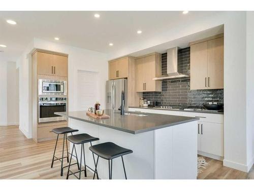 348 Sora Terrace Se, Calgary, AB - Indoor Photo Showing Kitchen With Stainless Steel Kitchen With Upgraded Kitchen