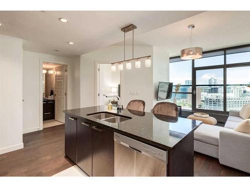 1704-225 11 Avenue Se, Calgary, AB - Indoor Photo Showing Kitchen With Double Sink