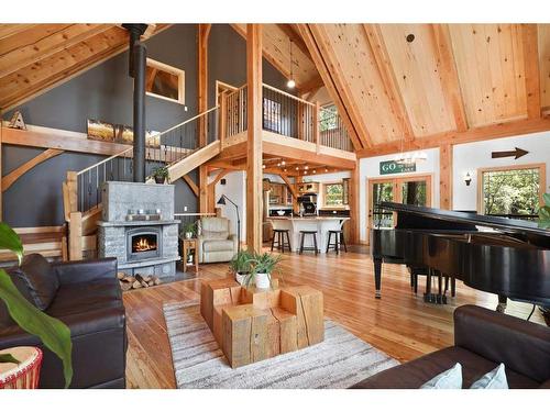 276 Canal Street, Rural Ponoka County, AB - Indoor Photo Showing Living Room With Fireplace