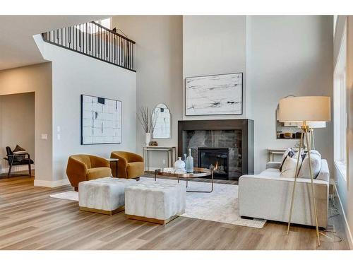 52 Legacy Forest Landing Se, Calgary, AB - Indoor Photo Showing Living Room With Fireplace