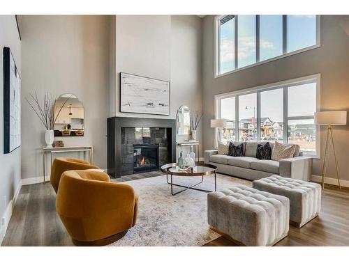 52 Legacy Forest Landing Se, Calgary, AB - Indoor Photo Showing Living Room With Fireplace