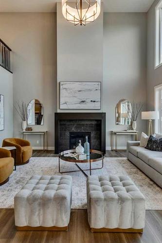 52 Legacy Forest Landing Se, Calgary, AB - Indoor Photo Showing Living Room With Fireplace