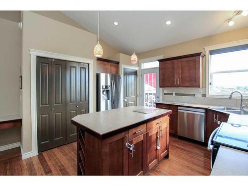 7123 Henner'S Road, Lacombe, AB - Indoor Photo Showing Kitchen With Stainless Steel Kitchen With Double Sink