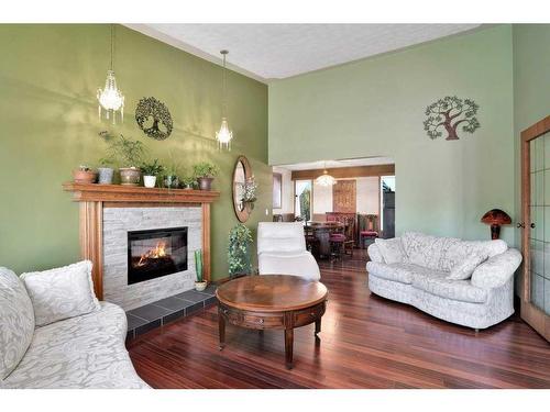 5420 58A Street Crescent, Lacombe, AB - Indoor Photo Showing Living Room With Fireplace