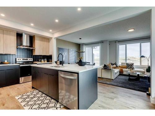 20 Aster Link, Okotoks, AB - Indoor Photo Showing Kitchen With Stainless Steel Kitchen