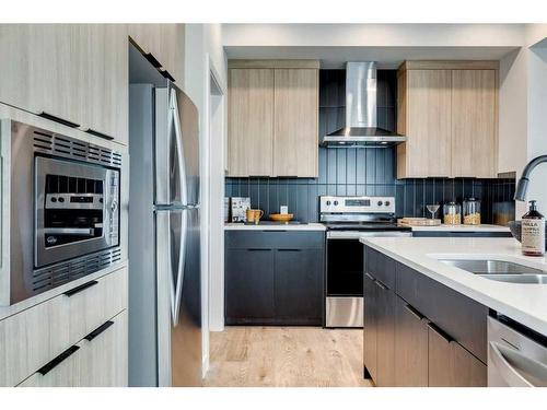 20 Aster Link, Okotoks, AB - Indoor Photo Showing Kitchen With Stainless Steel Kitchen With Double Sink With Upgraded Kitchen