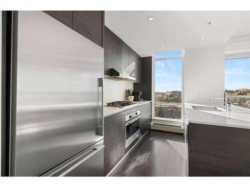 1102-1501 6 Street Sw, Calgary, AB - Indoor Photo Showing Kitchen With Stainless Steel Kitchen With Upgraded Kitchen