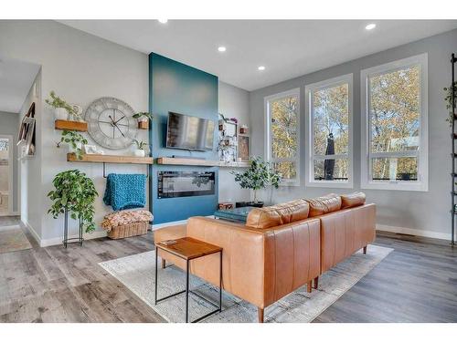 130-50072 205 Range, Rural Camrose County, AB - Indoor Photo Showing Living Room With Fireplace