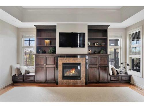 36 Sawyer Close, Red Deer, AB - Indoor Photo Showing Living Room With Fireplace